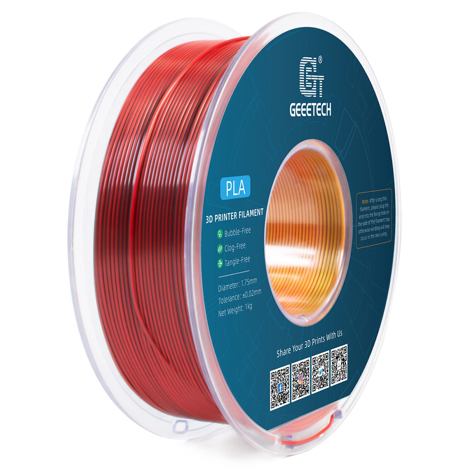 1KG 1.75MM GEEETECH Impression 3D Filament Multicolore PLA/ABS+/PETG/TPU/Résine - Bild 238 von 274