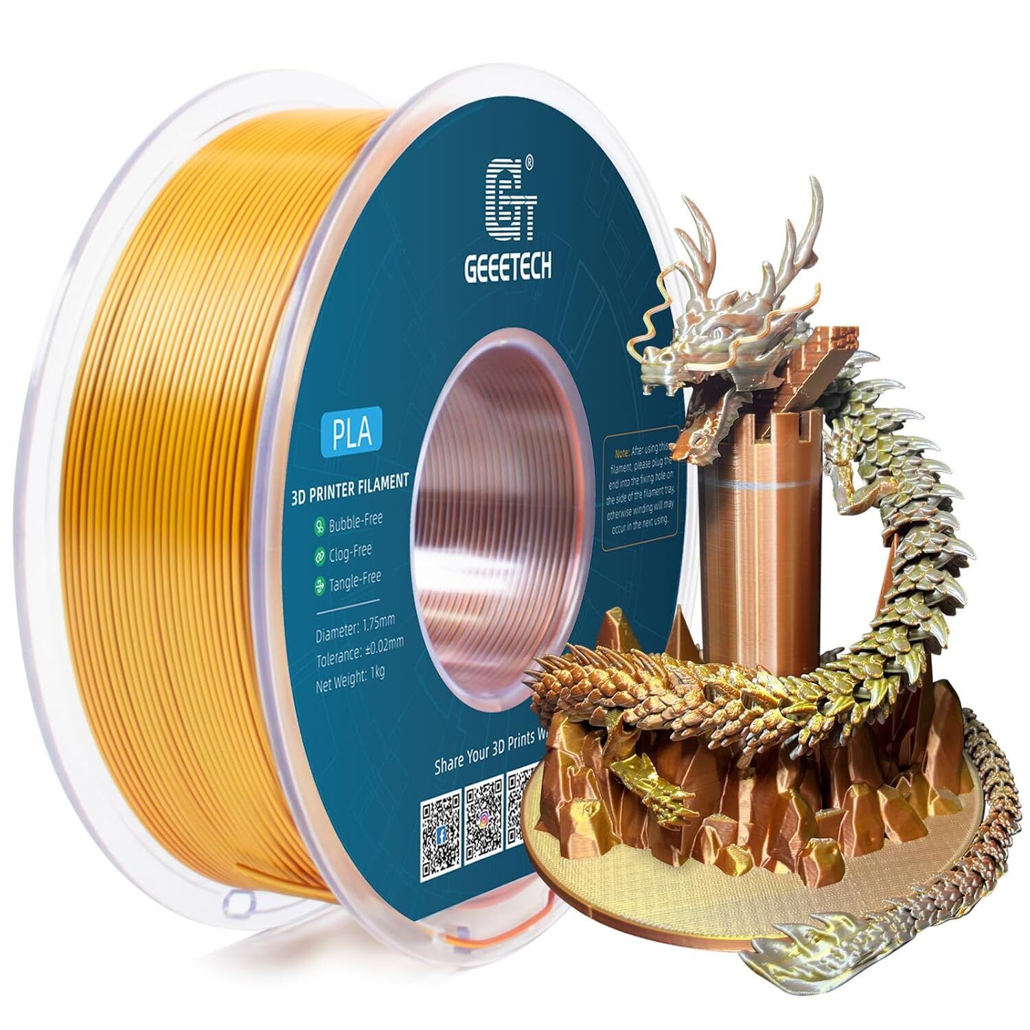 1KG 1.75MM GEEETECH Impression 3D Filament Multicolore PLA/ABS+/PETG/TPU/Résine - Bild 223 von 274