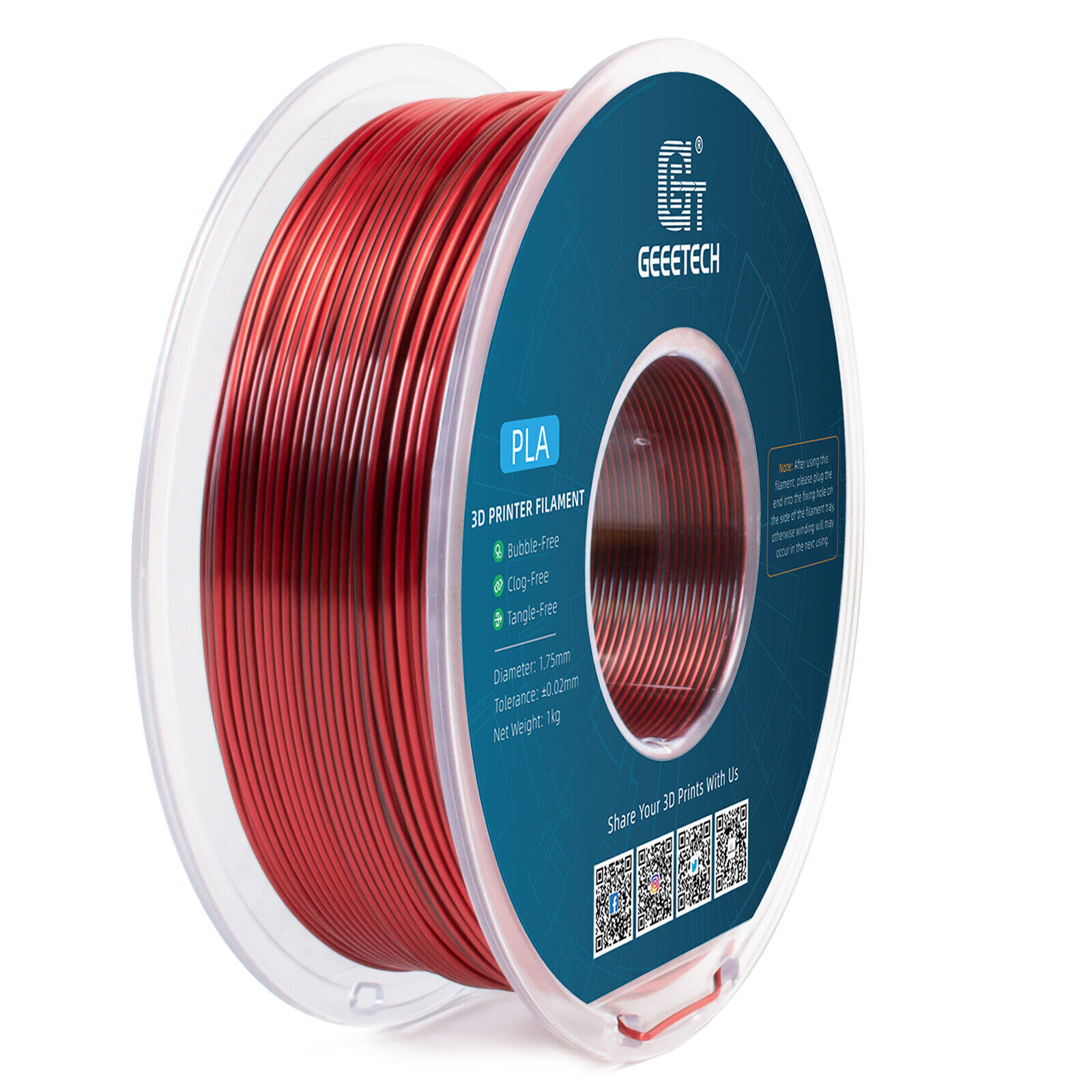 1KG 1.75MM GEEETECH Impression 3D Filament Multicolore PLA/ABS+/PETG/TPU/Résine - Bild 184 von 274