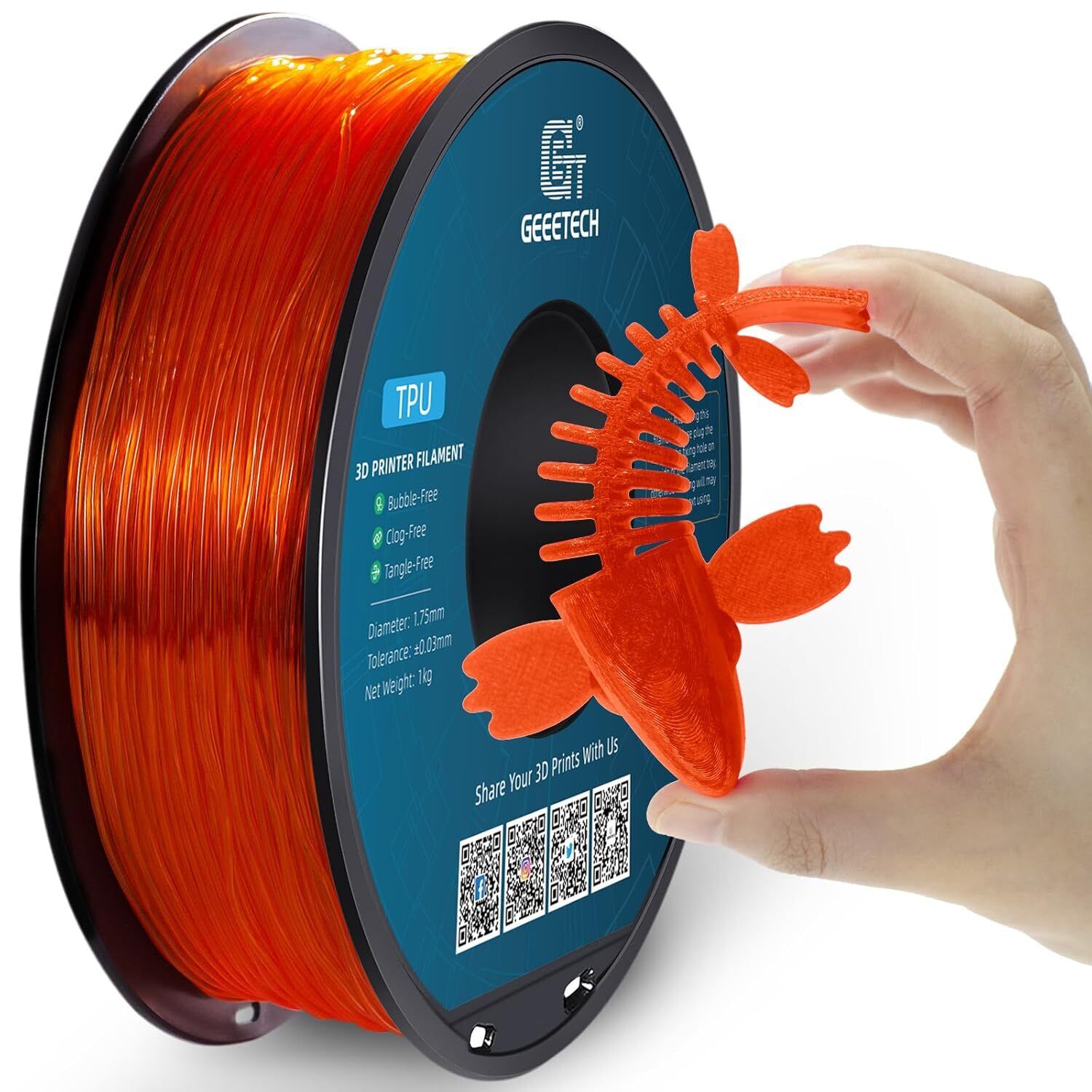 1KG 1.75MM GEEETECH Impression 3D Filament Multicolore PLA/ABS+/PETG/TPU/Résine - Bild 88 von 274