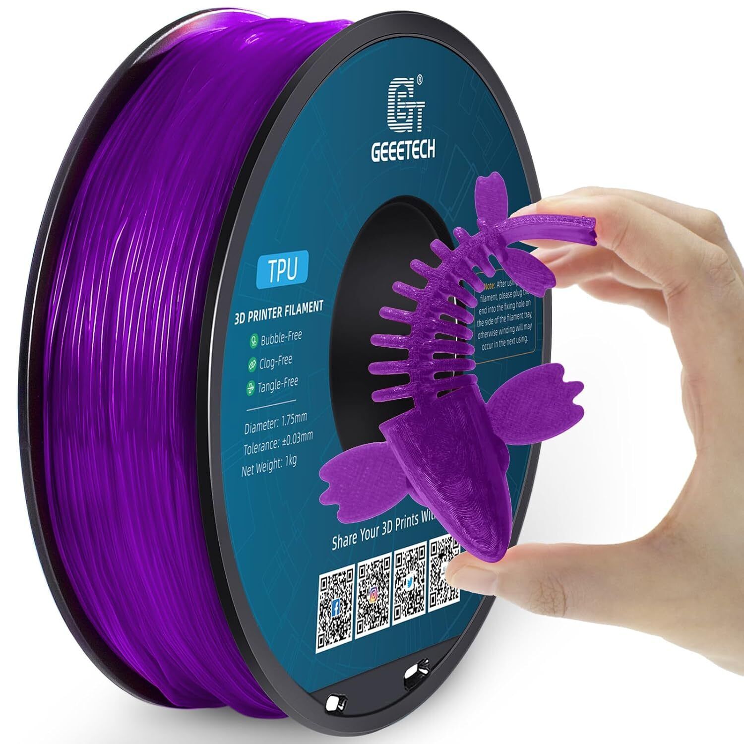 1KG 1.75MM GEEETECH Impression 3D Filament Multicolore PLA/ABS+/PETG/TPU/Résine - Bild 85 von 274