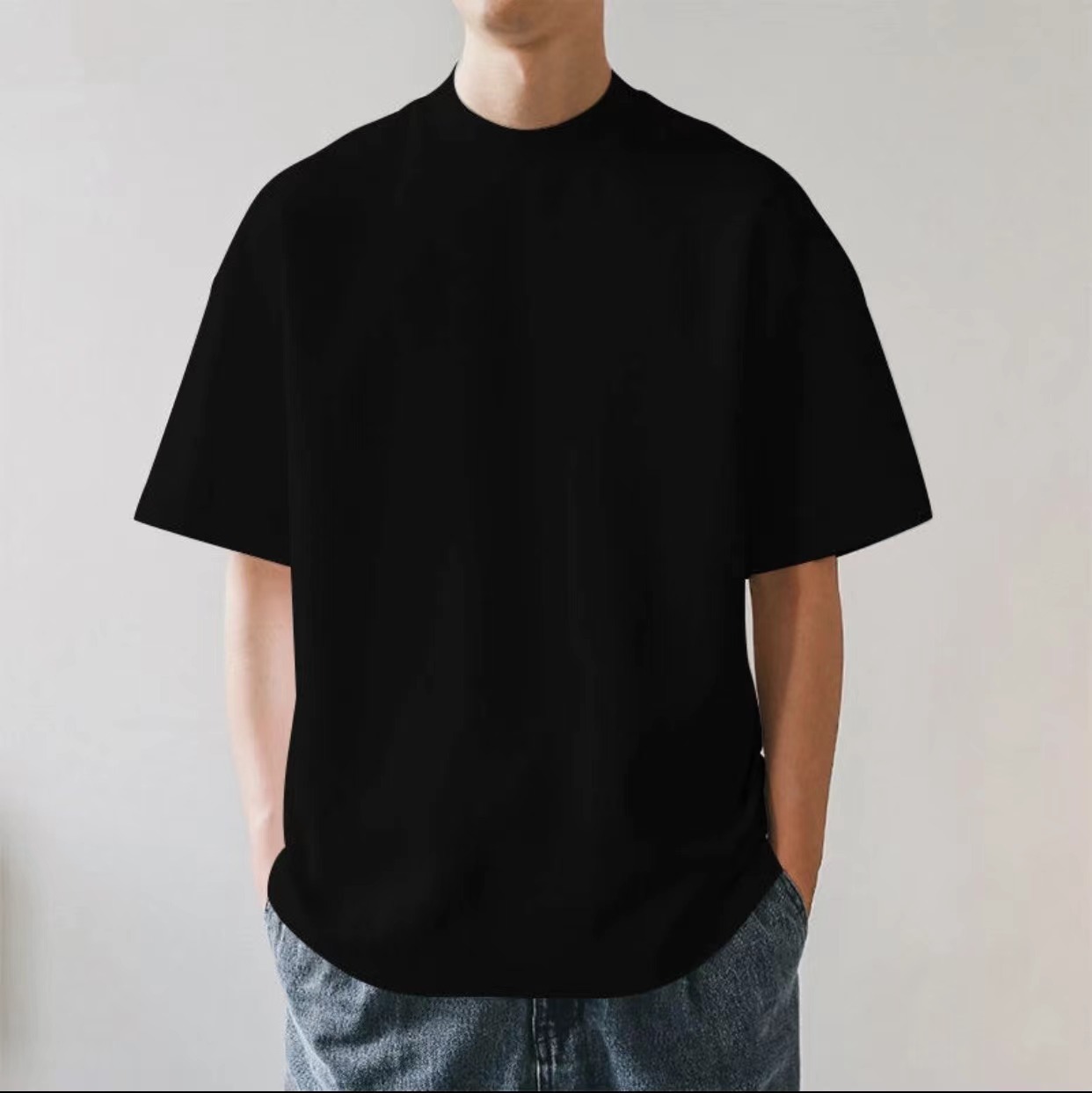 T-shirt uomo taglie forti cotone oversize bianca retrò tinta unita nuova maglietta bianca - Foto 19 di 20