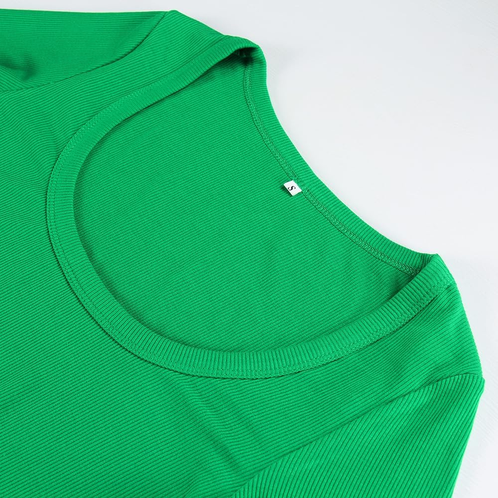 Women's Square Neck Long Sleeve Ribbed Slim Fitted Casual Basic Crop Top - Picture 68 of 95