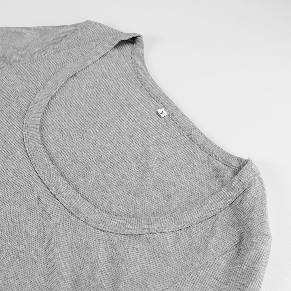 Women's Square Neck Long Sleeve Ribbed Slim Fitted Casual Basic Crop Top - Picture 71 of 95