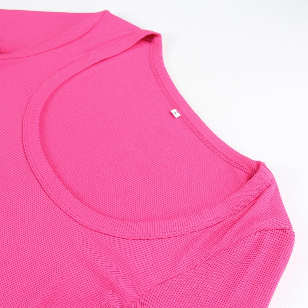 Women's Square Neck Long Sleeve Ribbed Slim Fitted Casual Basic Crop Top - Picture 88 of 95