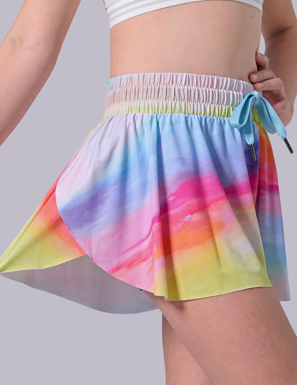 3 Pack Girls 2-in-1 Flowy Shorts with Spandex Liner for Fitness and Sports - Picture 50 of 120