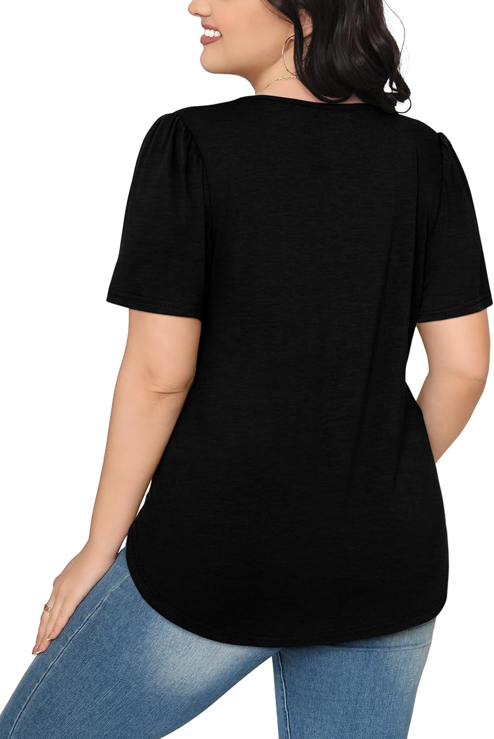 Women’s Short Sleeve Pleated T-Shirt - Casual Scooped Neck Summer Blouse - Picture 27 of 266