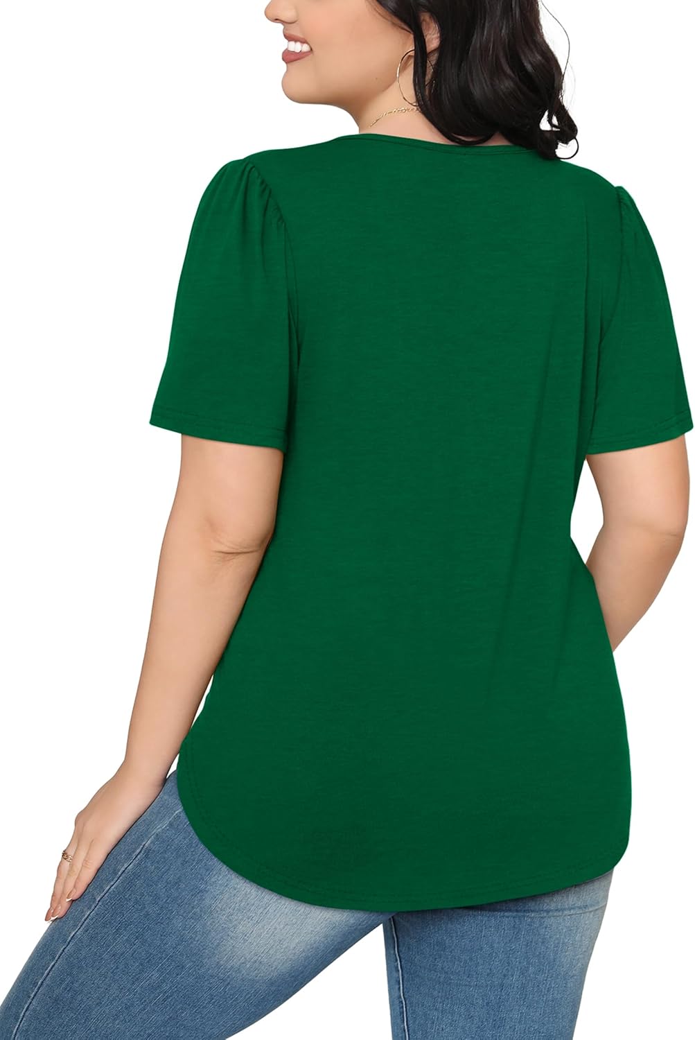Women’s Short Sleeve Pleated T-Shirt - Casual Scooped Neck Summer Blouse - Picture 39 of 266
