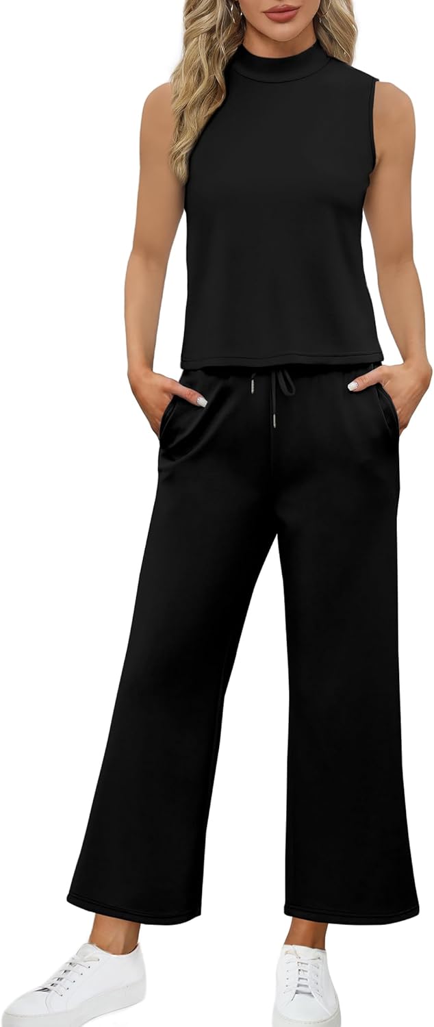Zweiteiliges Lounge-Set Damen Sommer - Oberteil mit Stehkragen und kurze Hose mit weitem Bein - Bild 51 von 120
