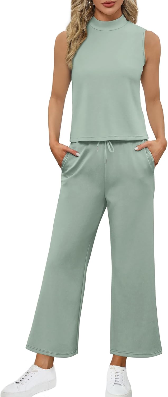 Zweiteiliges Lounge-Set Damen Sommer - Oberteil mit Stehkragen und kurze Hose mit weitem Bein - Bild 57 von 120