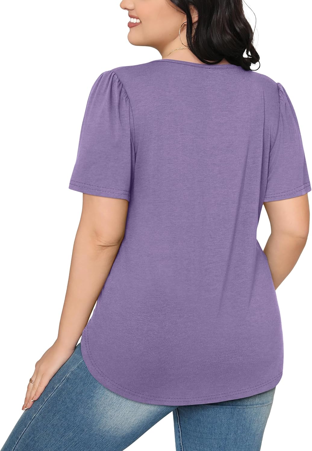 Women’s Short Sleeve Pleated T-Shirt - Casual Scooped Neck Summer Blouse - Picture 51 of 266