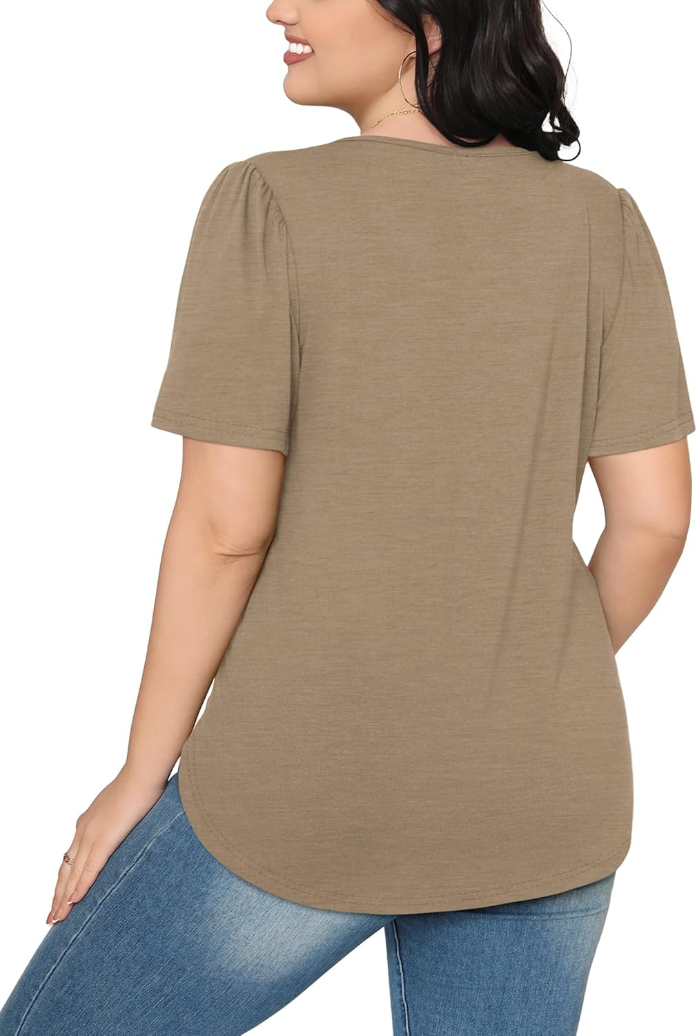 Women’s Short Sleeve Pleated T-Shirt - Casual Scooped Neck Summer Blouse - Picture 57 of 266