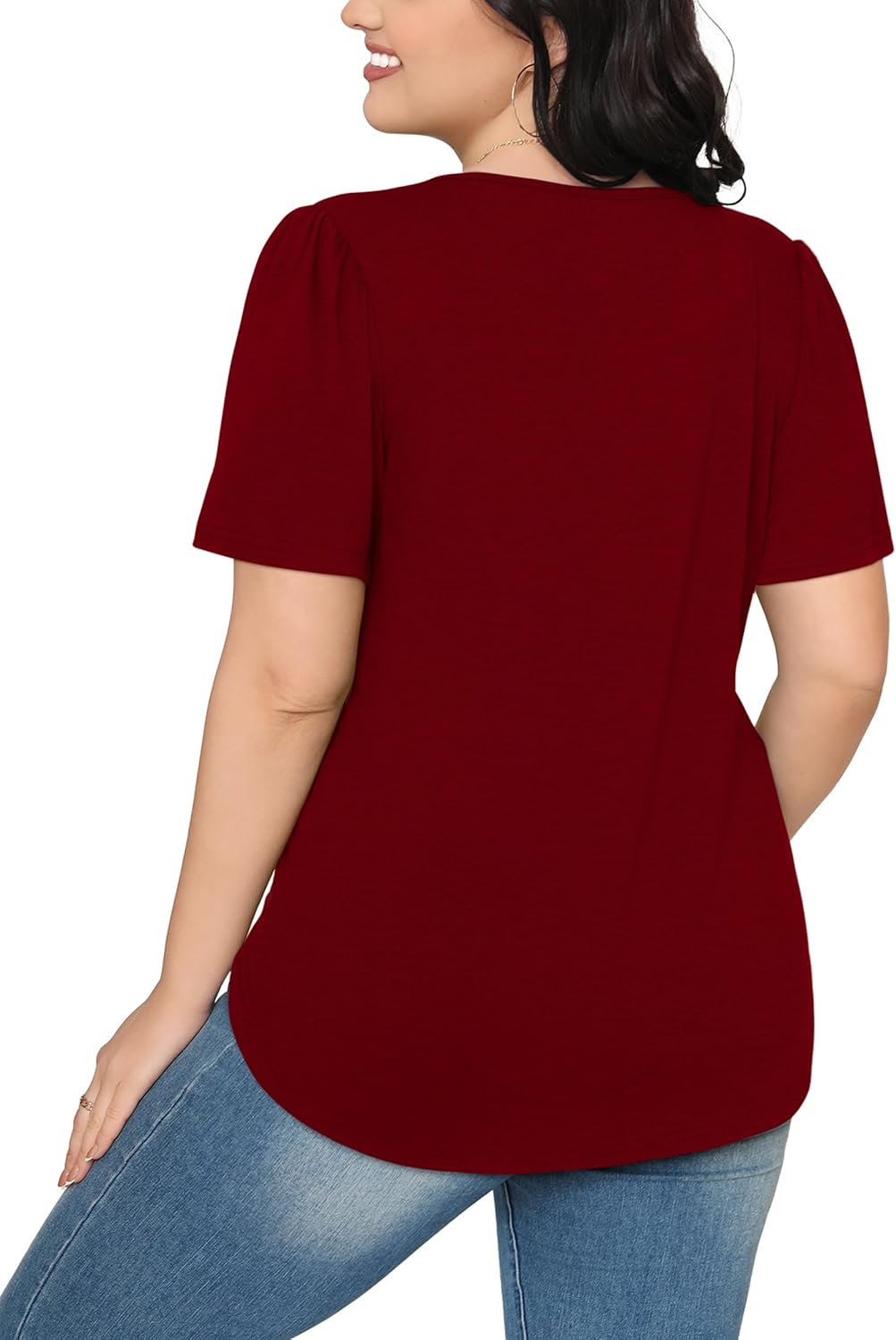 Women’s Short Sleeve Pleated T-Shirt - Casual Scooped Neck Summer Blouse - Picture 75 of 266