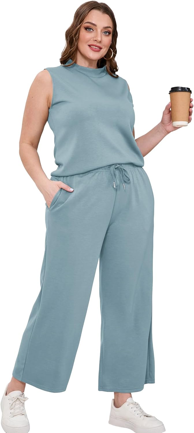 Zweiteiliges Lounge-Set Damen Sommer - Oberteil mit Stehkragen und kurze Hose mit weitem Bein - Bild 100 von 120