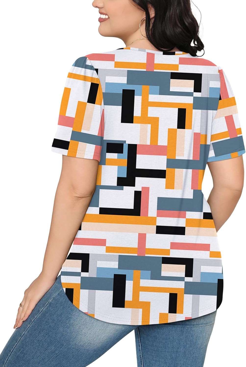 Women’s Short Sleeve Pleated T-Shirt - Casual Scooped Neck Summer Blouse - Picture 89 of 266