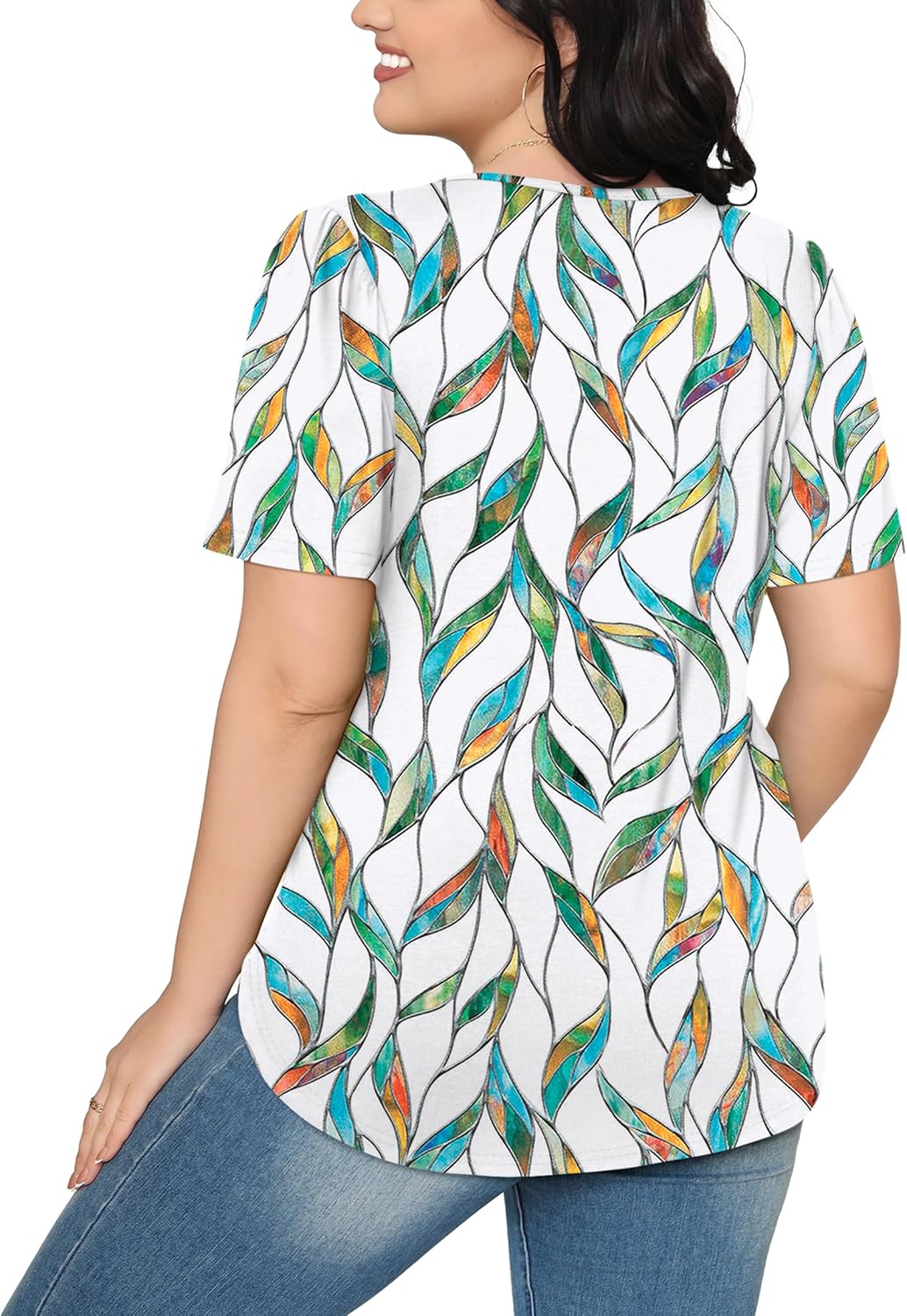 Women’s Short Sleeve Pleated T-Shirt - Casual Scooped Neck Summer Blouse - Picture 95 of 266