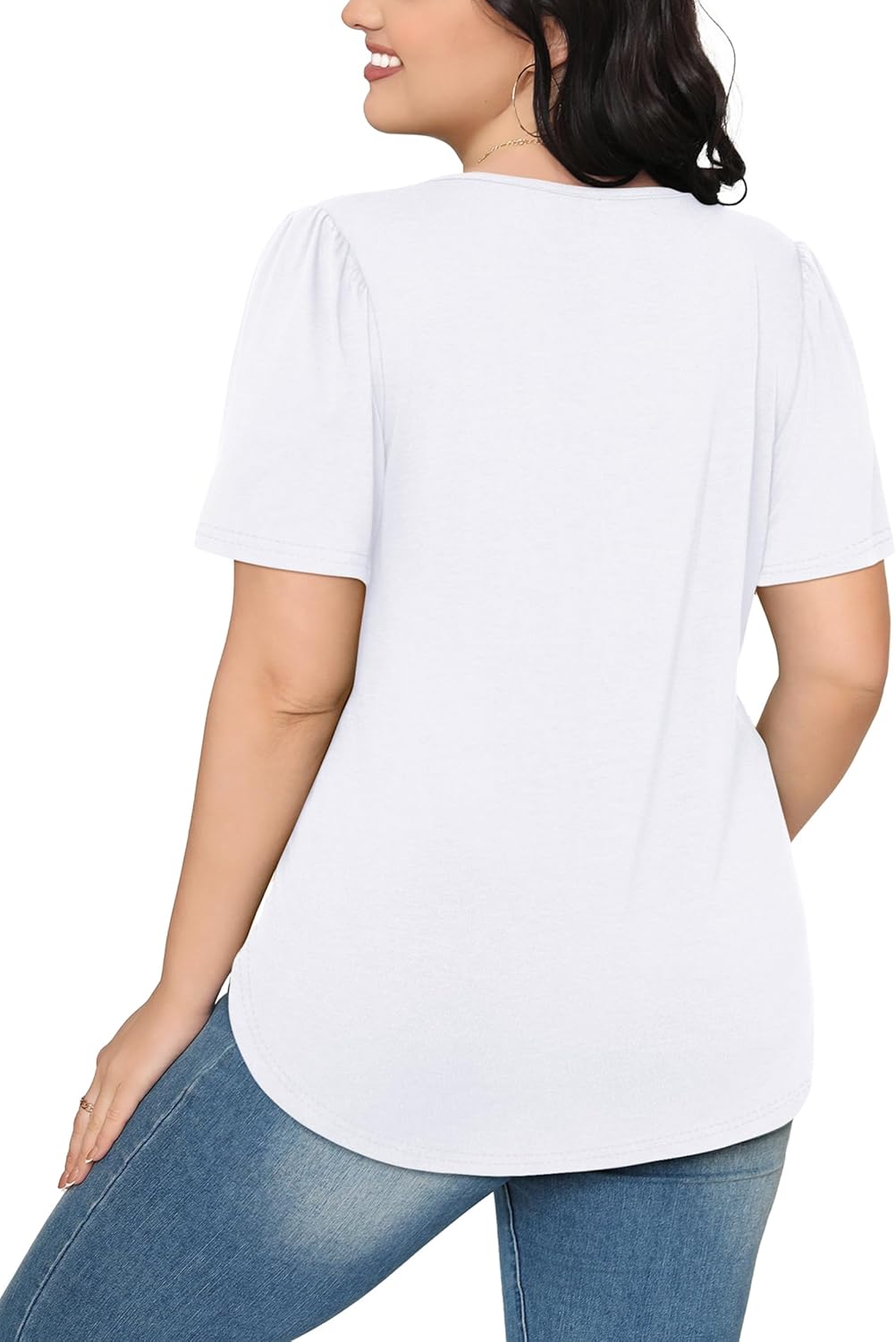 Women’s Short Sleeve Pleated T-Shirt - Casual Scooped Neck Summer Blouse - Picture 107 of 266