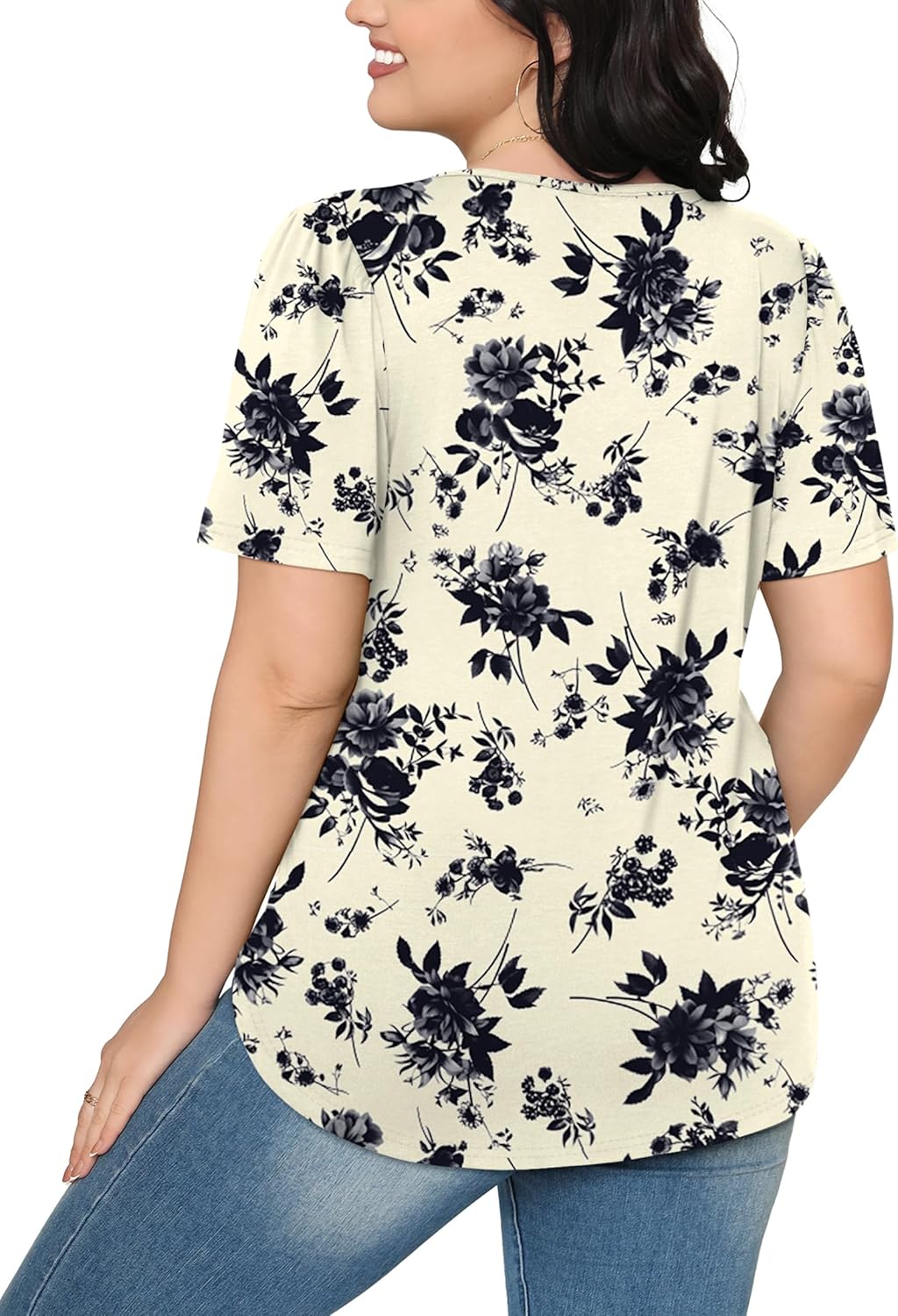 Women’s Short Sleeve Pleated T-Shirt - Casual Scooped Neck Summer Blouse - Picture 120 of 266