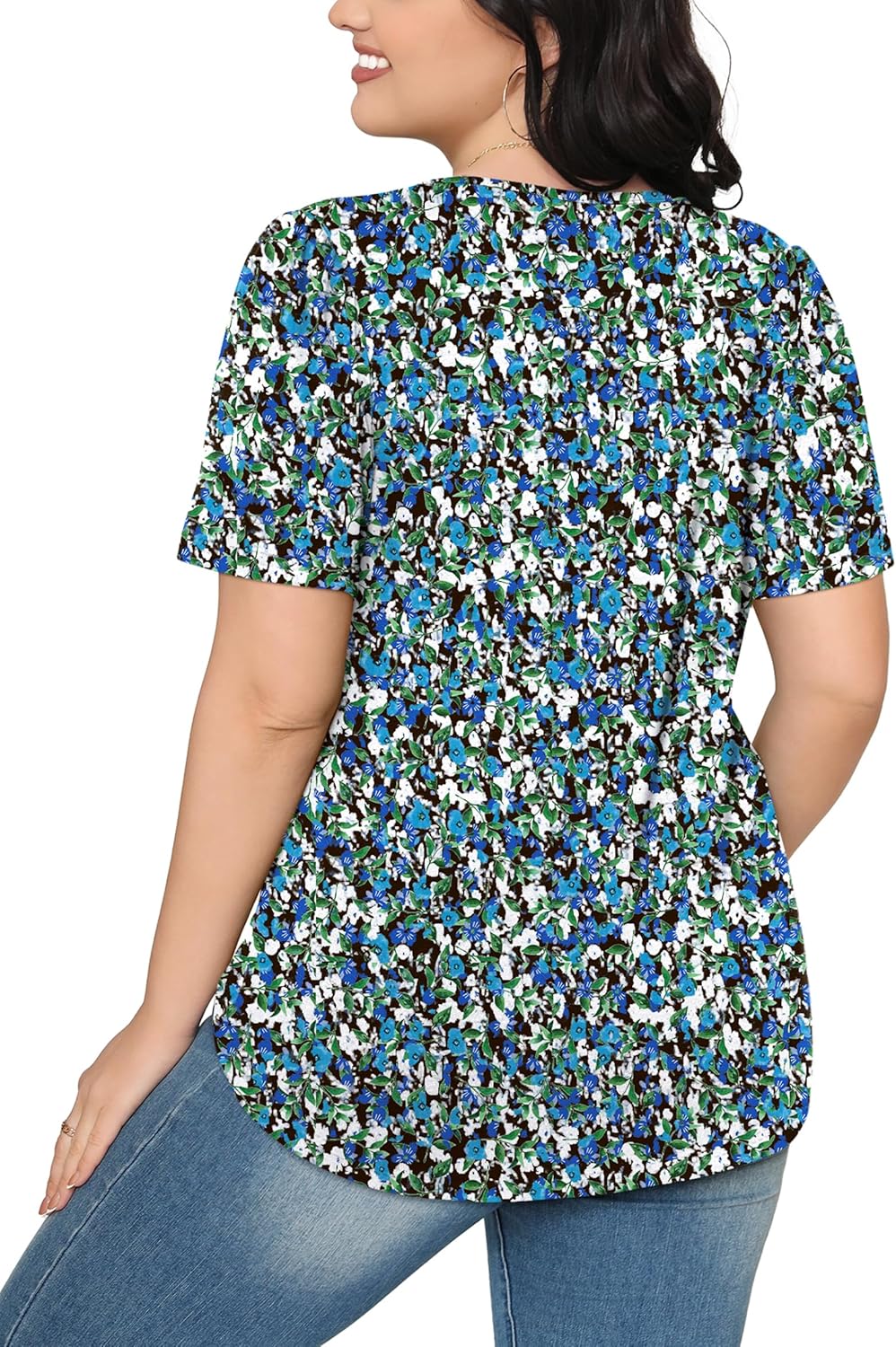 Women’s Short Sleeve Pleated T-Shirt - Casual Scooped Neck Summer Blouse - Picture 126 of 266