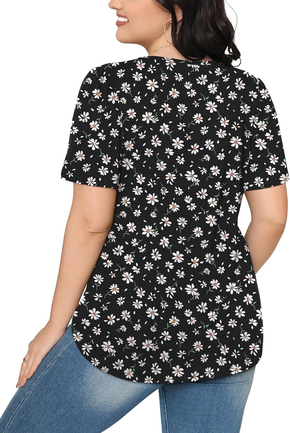 Women’s Short Sleeve Pleated T-Shirt - Casual Scooped Neck Summer Blouse - Picture 133 of 266