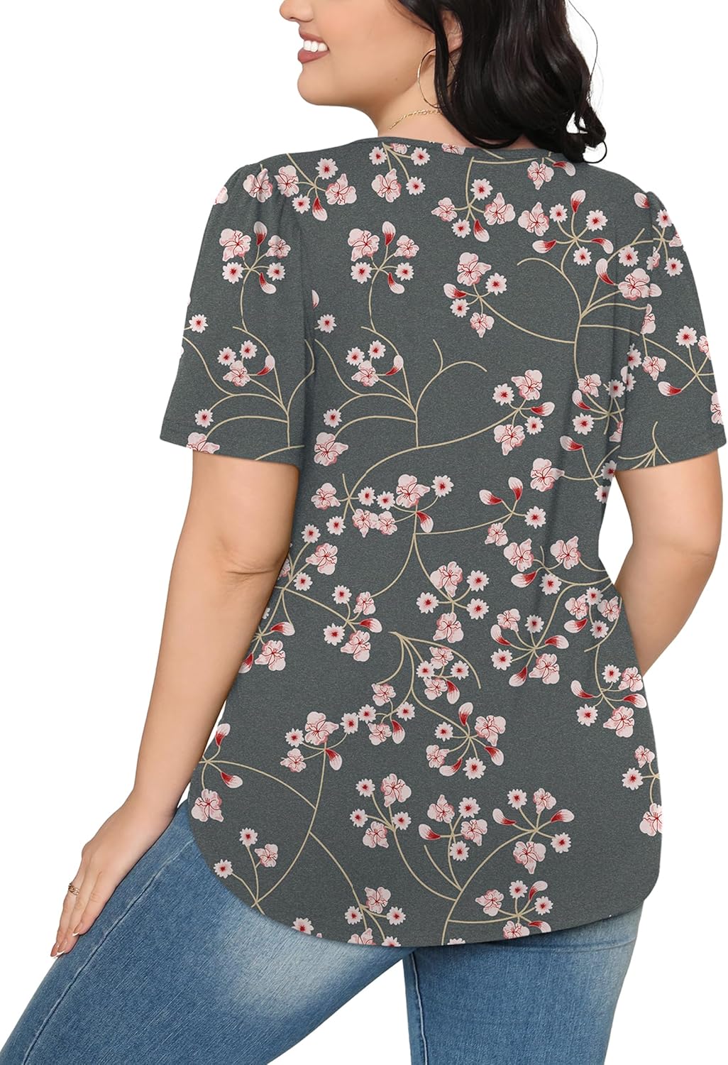 Women’s Short Sleeve Pleated T-Shirt - Casual Scooped Neck Summer Blouse - Picture 139 of 266