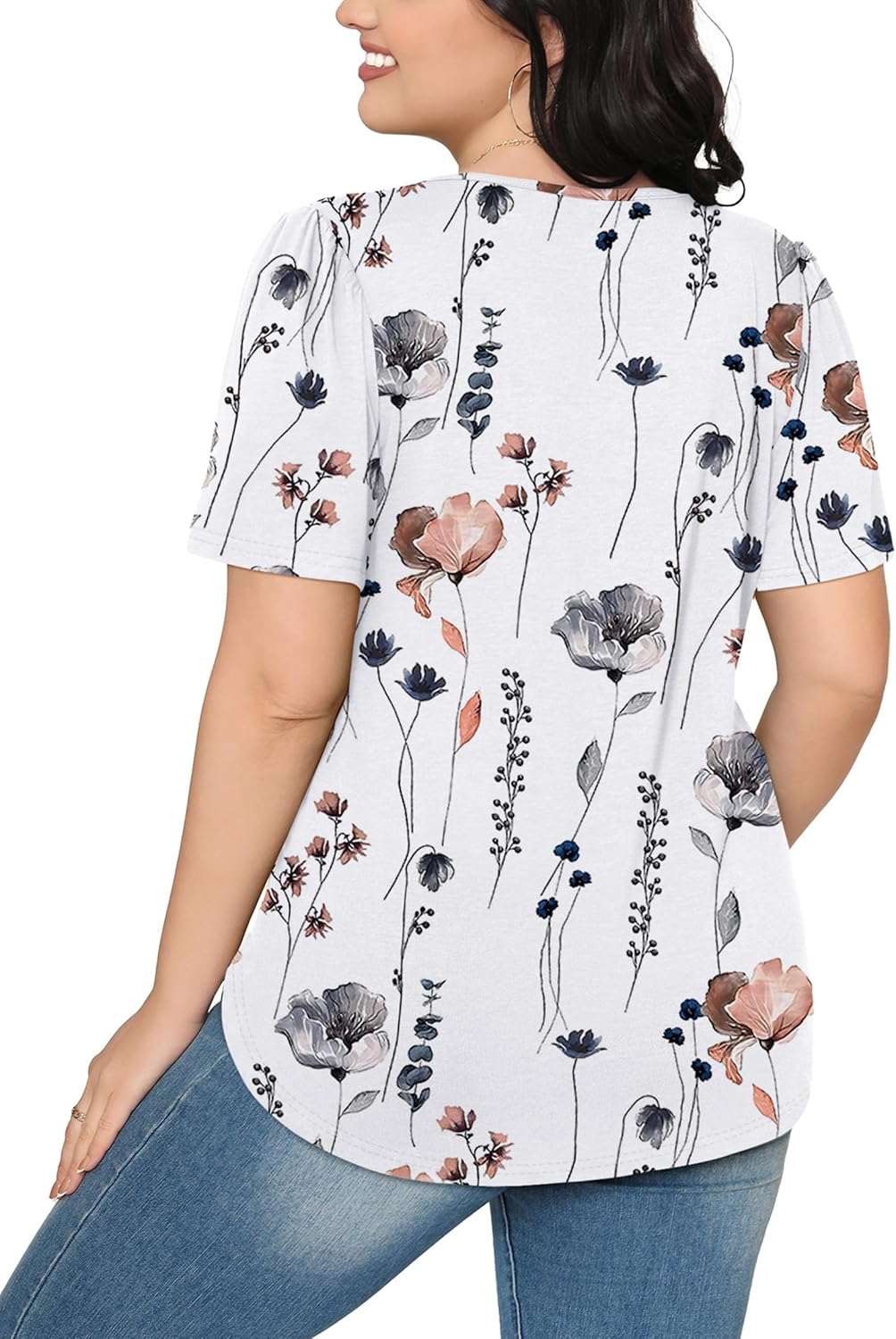 Women’s Short Sleeve Pleated T-Shirt - Casual Scooped Neck Summer Blouse - Picture 151 of 266
