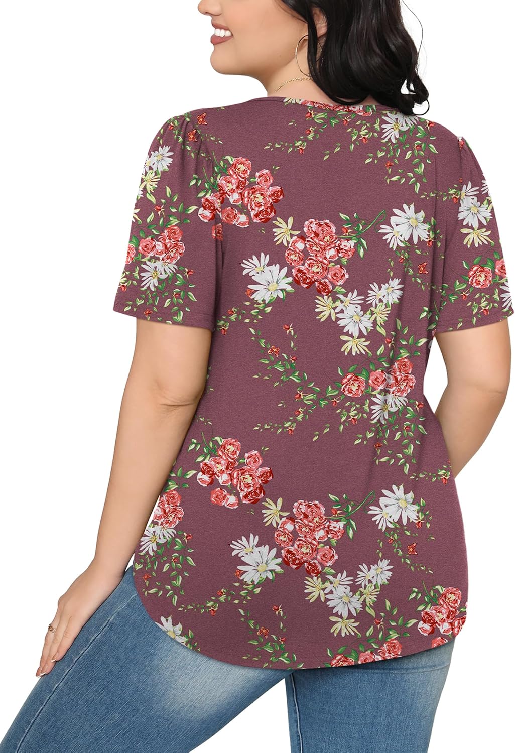 Women’s Short Sleeve Pleated T-Shirt - Casual Scooped Neck Summer Blouse - Picture 163 of 266