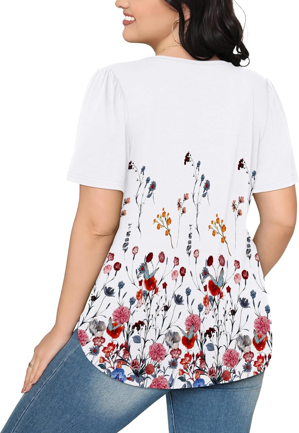 Women’s Short Sleeve Pleated T-Shirt - Casual Scooped Neck Summer Blouse - Picture 169 of 266