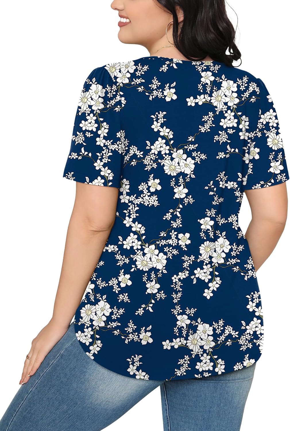 Women’s Short Sleeve Pleated T-Shirt - Casual Scooped Neck Summer Blouse - Picture 181 of 266
