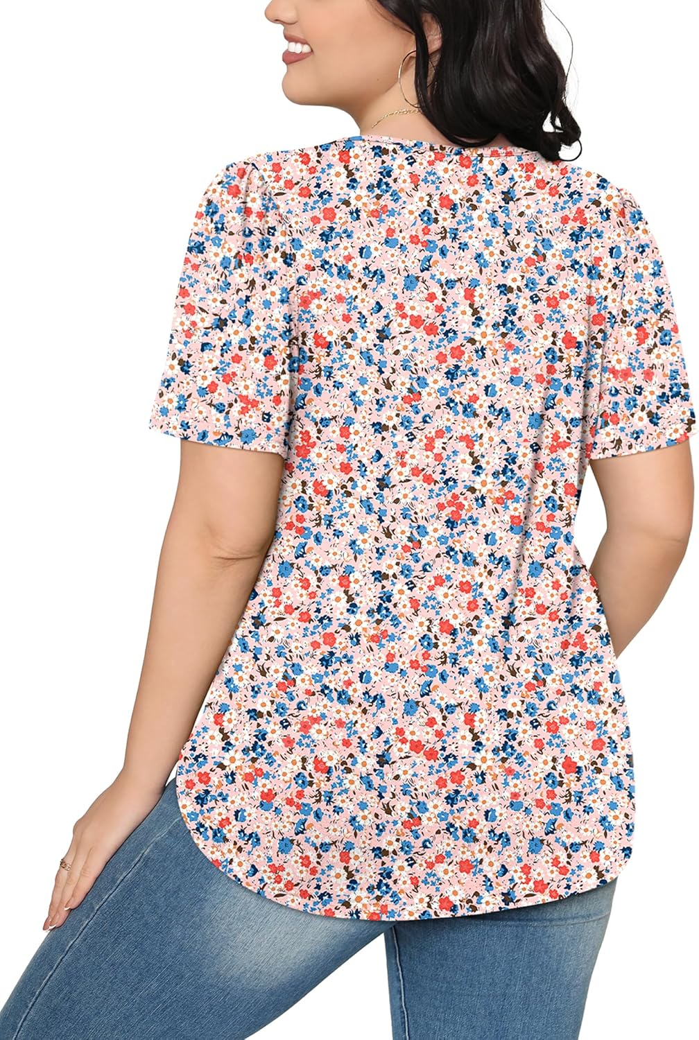 Women’s Short Sleeve Pleated T-Shirt - Casual Scooped Neck Summer Blouse - Picture 187 of 266