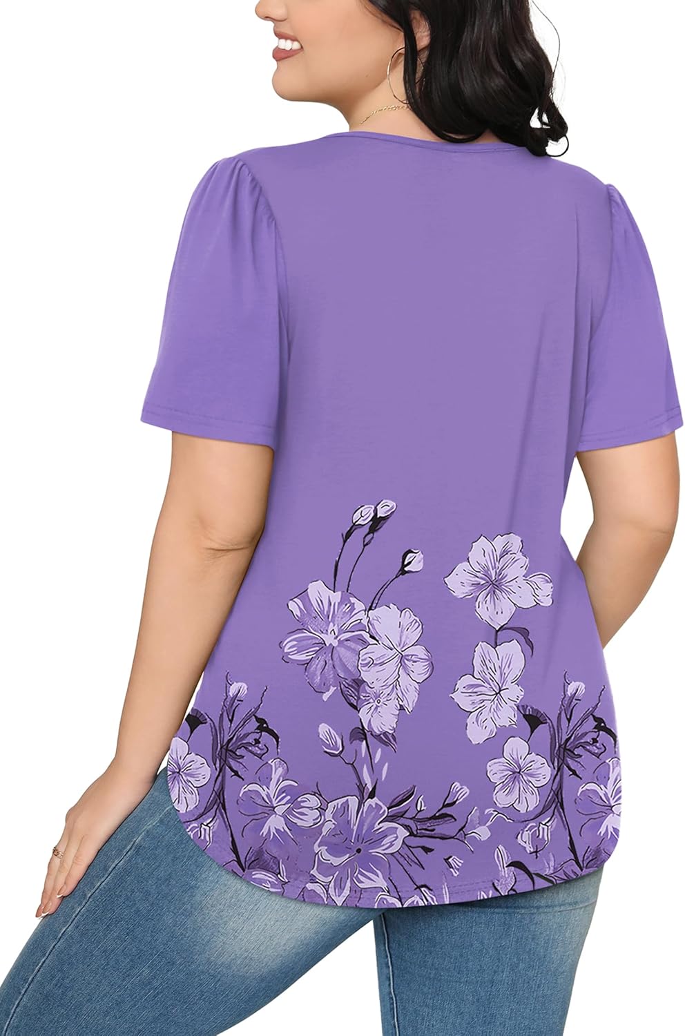 Women’s Short Sleeve Pleated T-Shirt - Casual Scooped Neck Summer Blouse - Picture 193 of 266