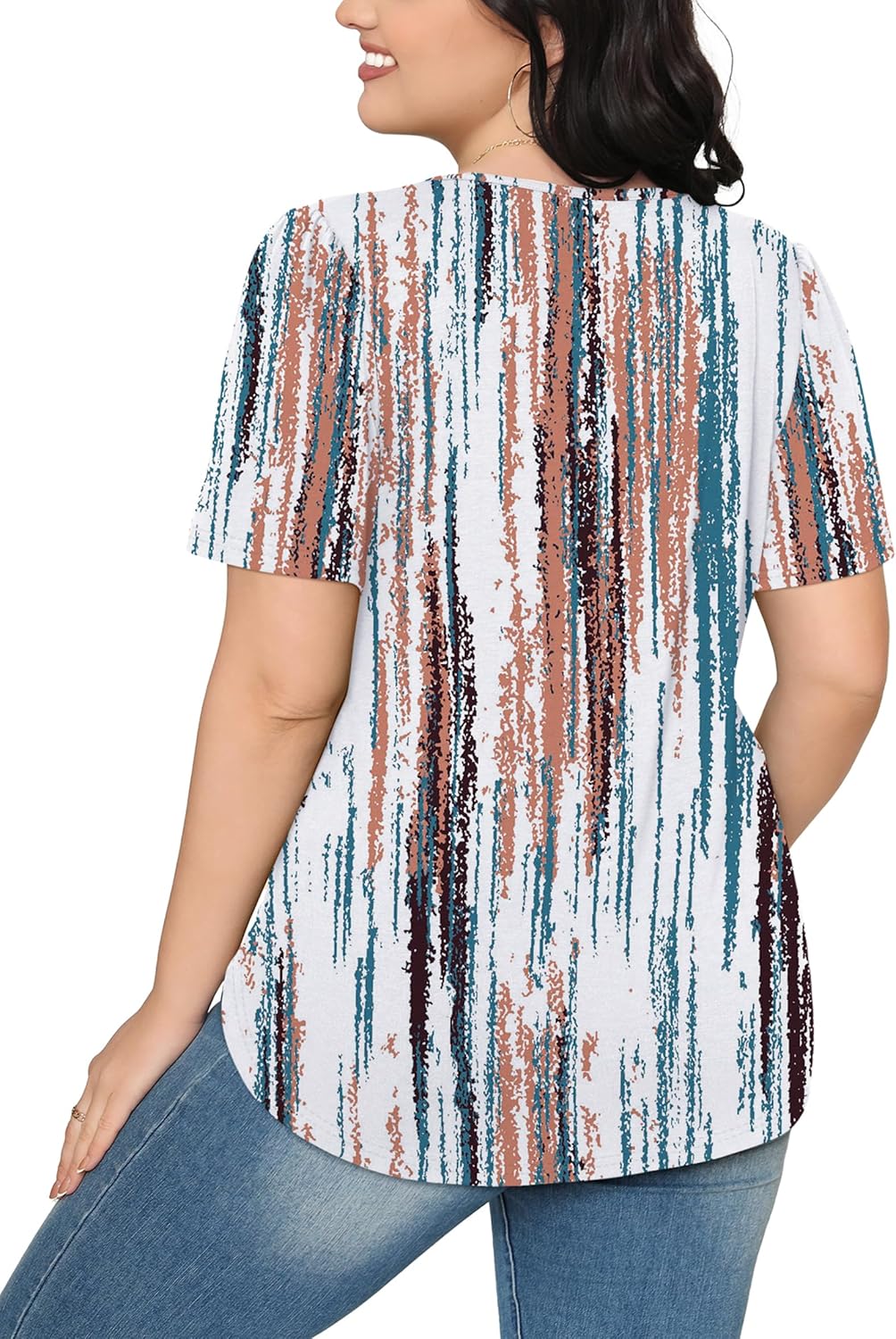 Women’s Short Sleeve Pleated T-Shirt - Casual Scooped Neck Summer Blouse - Picture 220 of 266