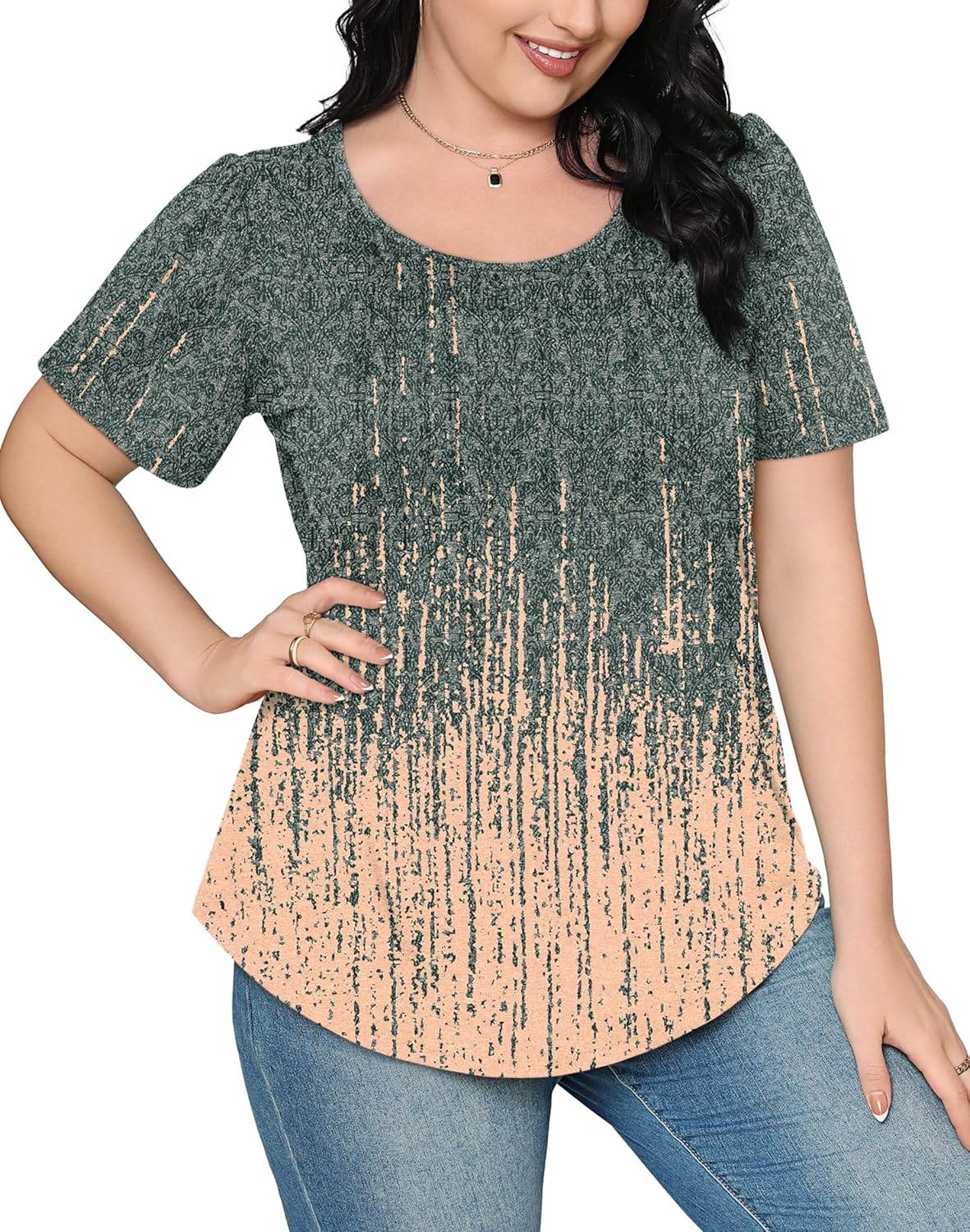 Women’s Short Sleeve Pleated T-Shirt - Casual Scooped Neck Summer Blouse - Picture 225 of 266