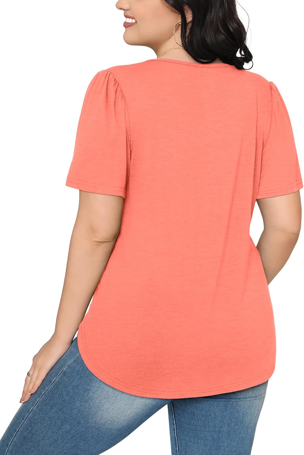Women’s Short Sleeve Pleated T-Shirt - Casual Scooped Neck Summer Blouse - Picture 245 of 266