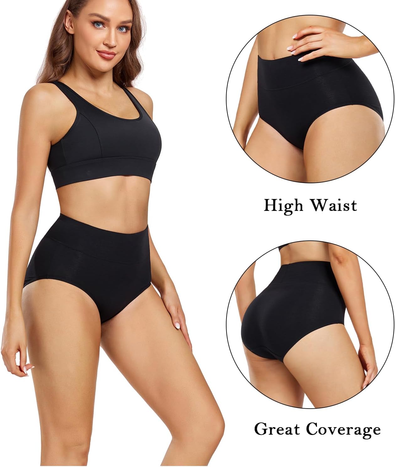 Damen Baumwolle Unterwäsche Hohe Taille Damen Höschen Vollständige Abdeckung Slips 4er Pack - Bild 19 von 58