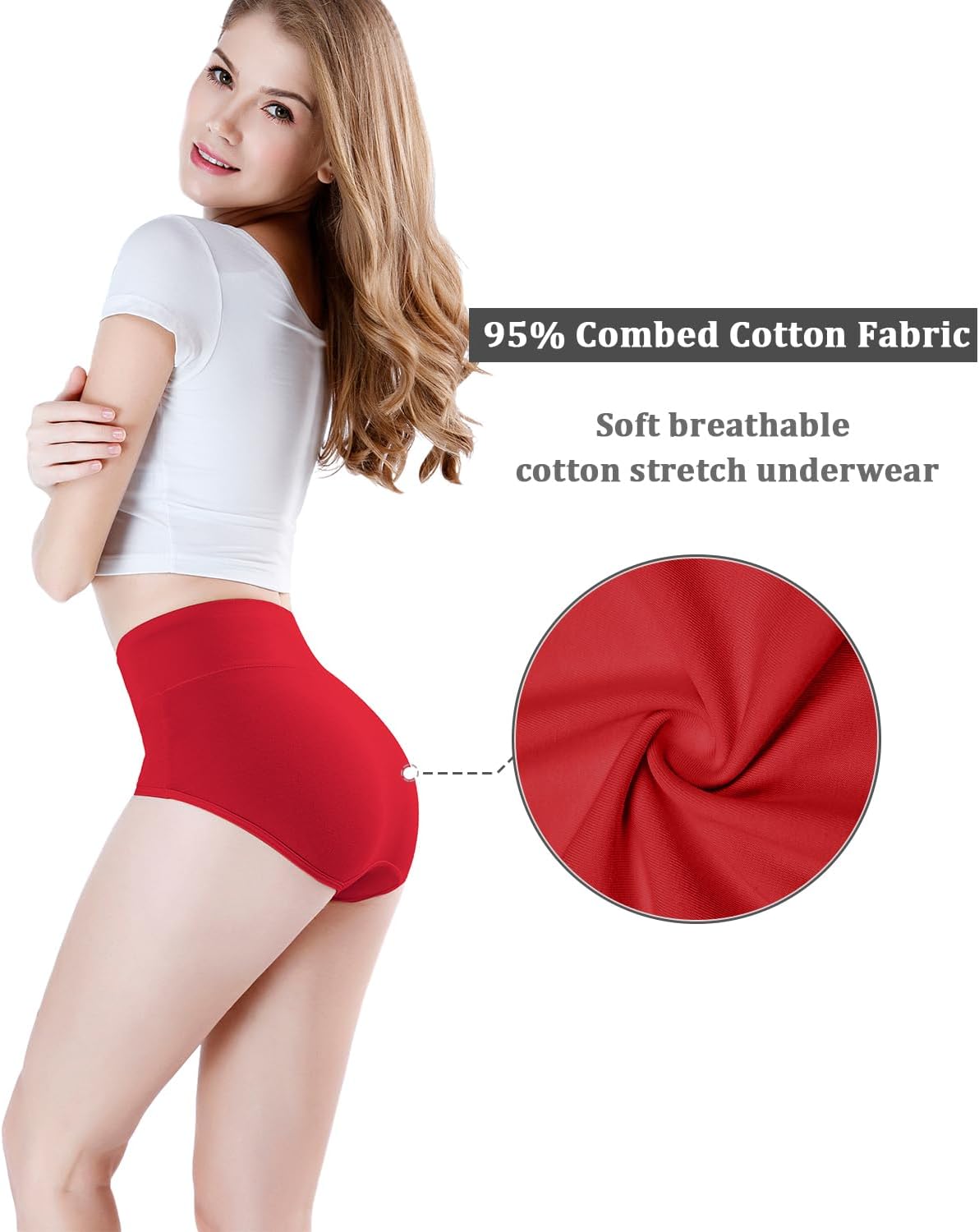 Damen Baumwolle Unterwäsche Hohe Taille Damen Höschen Vollständige Abdeckung Slips 4er Pack - Bild 20 von 58