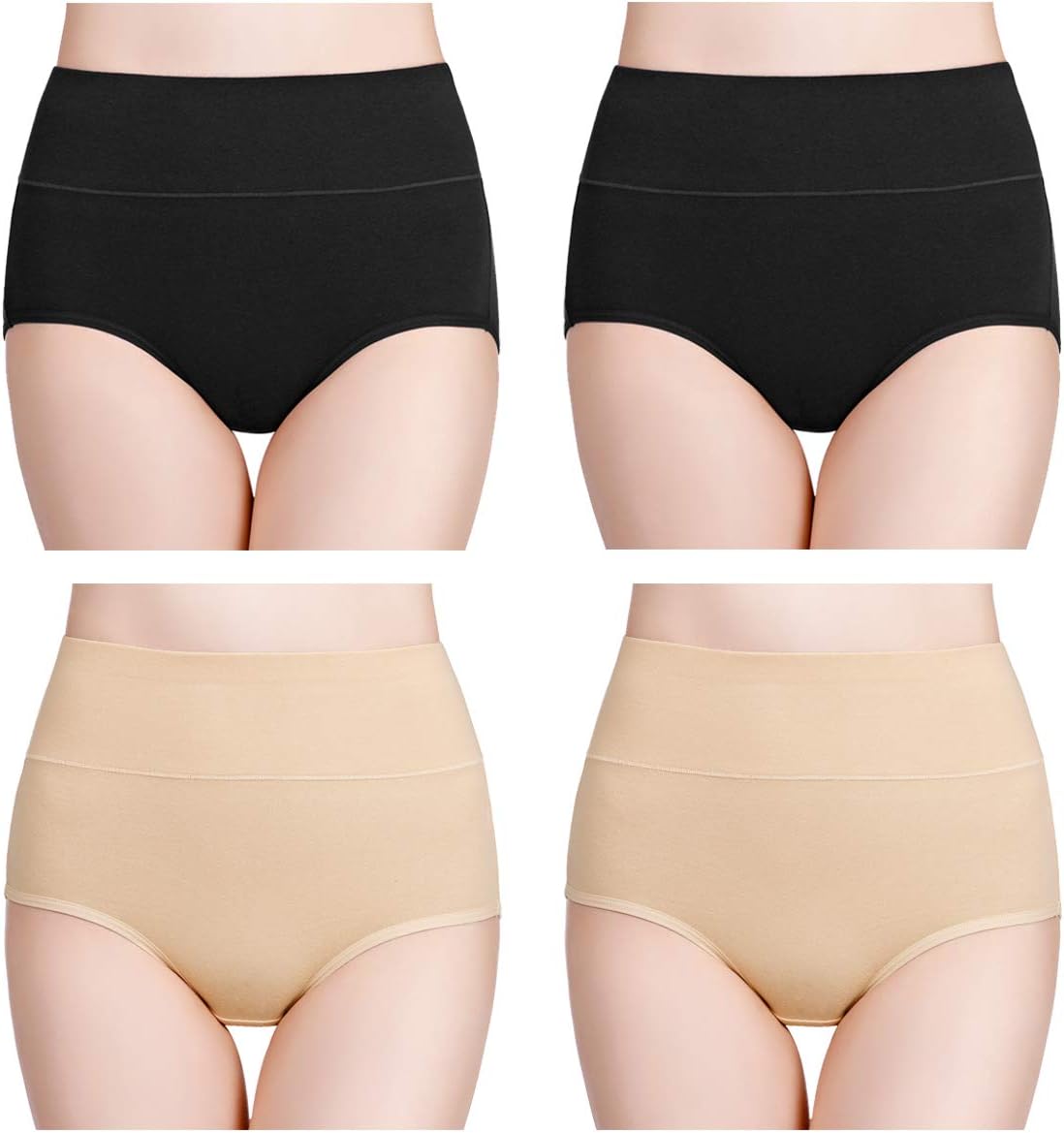 Damen Baumwolle Unterwäsche Hohe Taille Damen Höschen Vollständige Abdeckung Slips 4er Pack - Bild 22 von 58