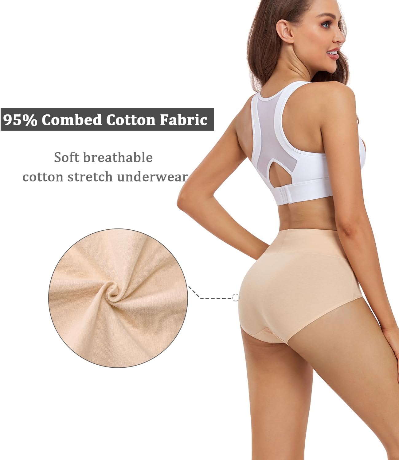 Damen Baumwolle Unterwäsche Hohe Taille Damen Höschen Vollständige Abdeckung Slips 4er Pack - Bild 23 von 58