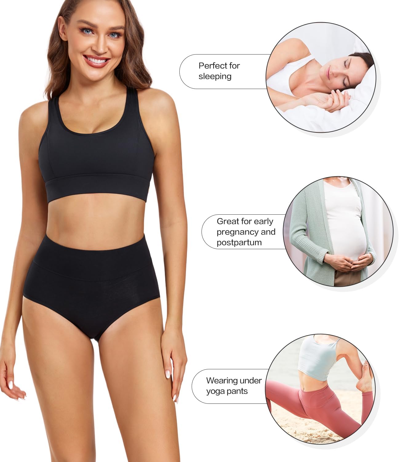 Damen Baumwolle Unterwäsche Hohe Taille Damen Höschen Vollständige Abdeckung Slips 4er Pack - Bild 24 von 58