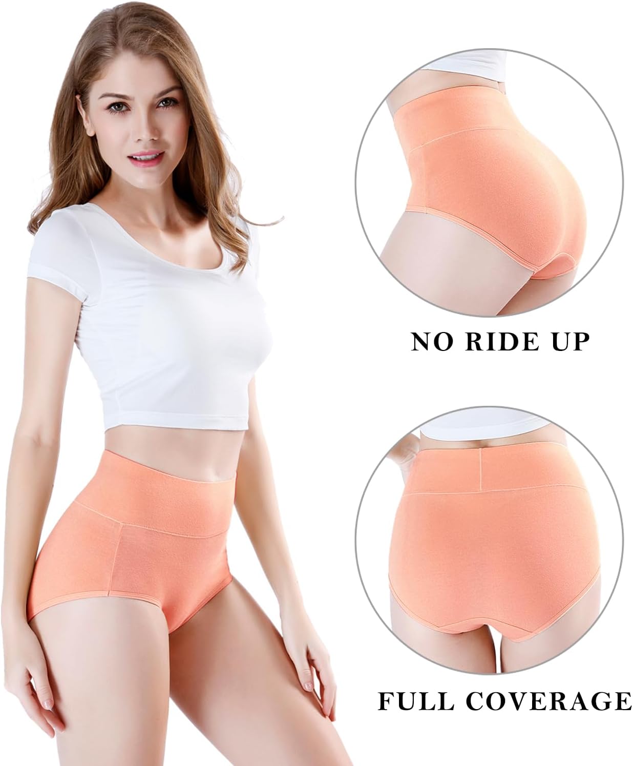 Damen Baumwolle Unterwäsche Hohe Taille Damen Höschen Vollständige Abdeckung Slips 4er Pack - Bild 26 von 58