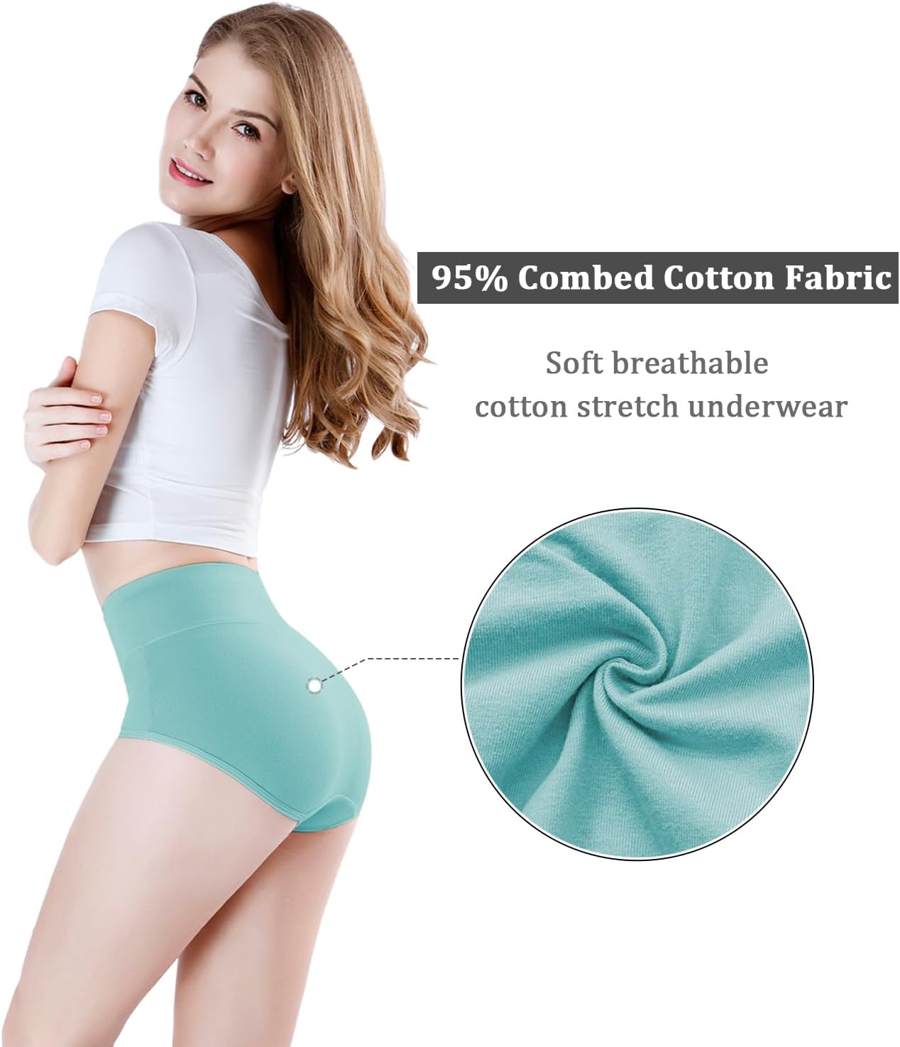 Damen Baumwolle Unterwäsche Hohe Taille Damen Höschen Vollständige Abdeckung Slips 4er Pack - Bild 27 von 58