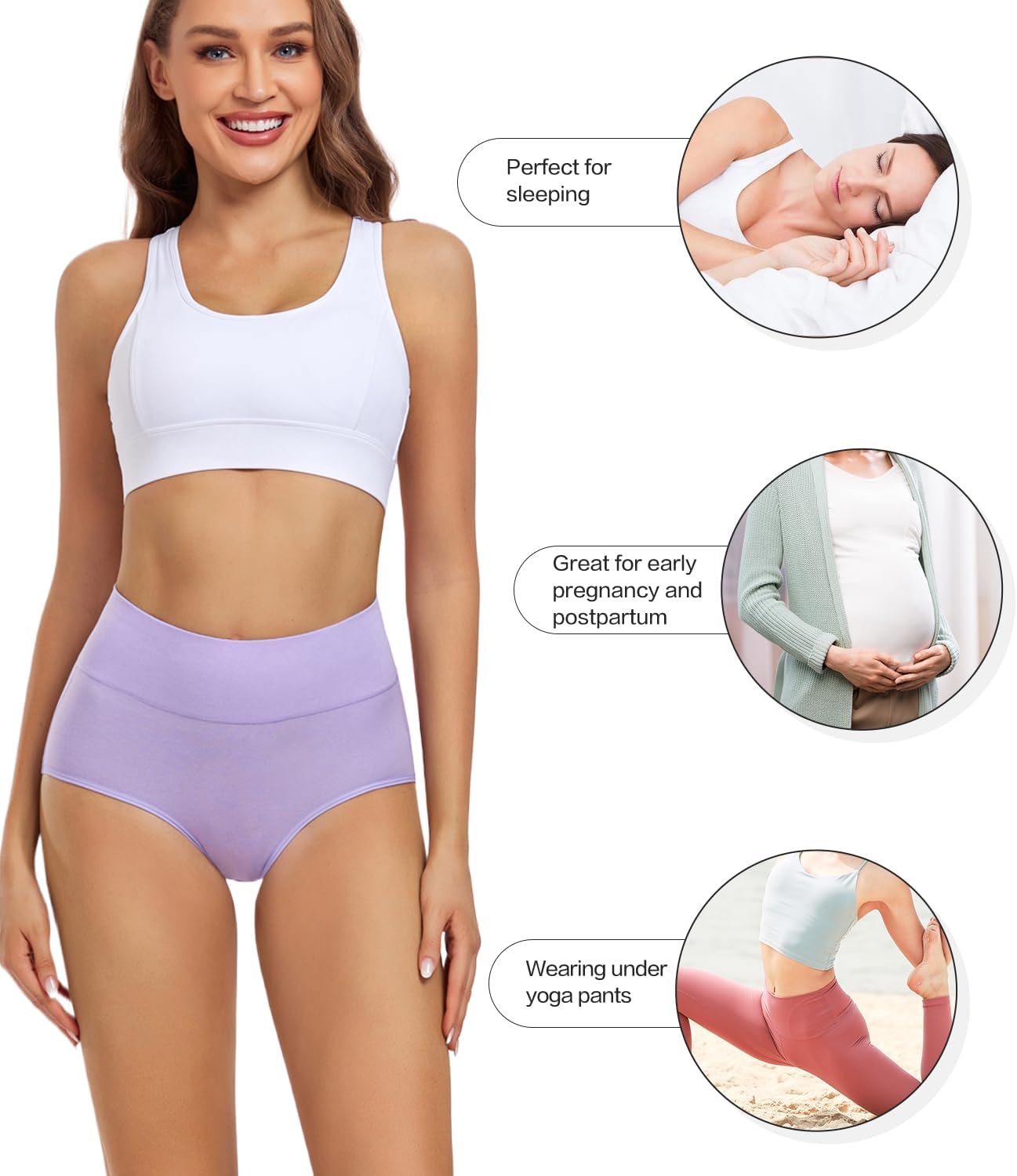 Damen Baumwolle Unterwäsche Hohe Taille Damen Höschen Vollständige Abdeckung Slips 4er Pack - Bild 28 von 58