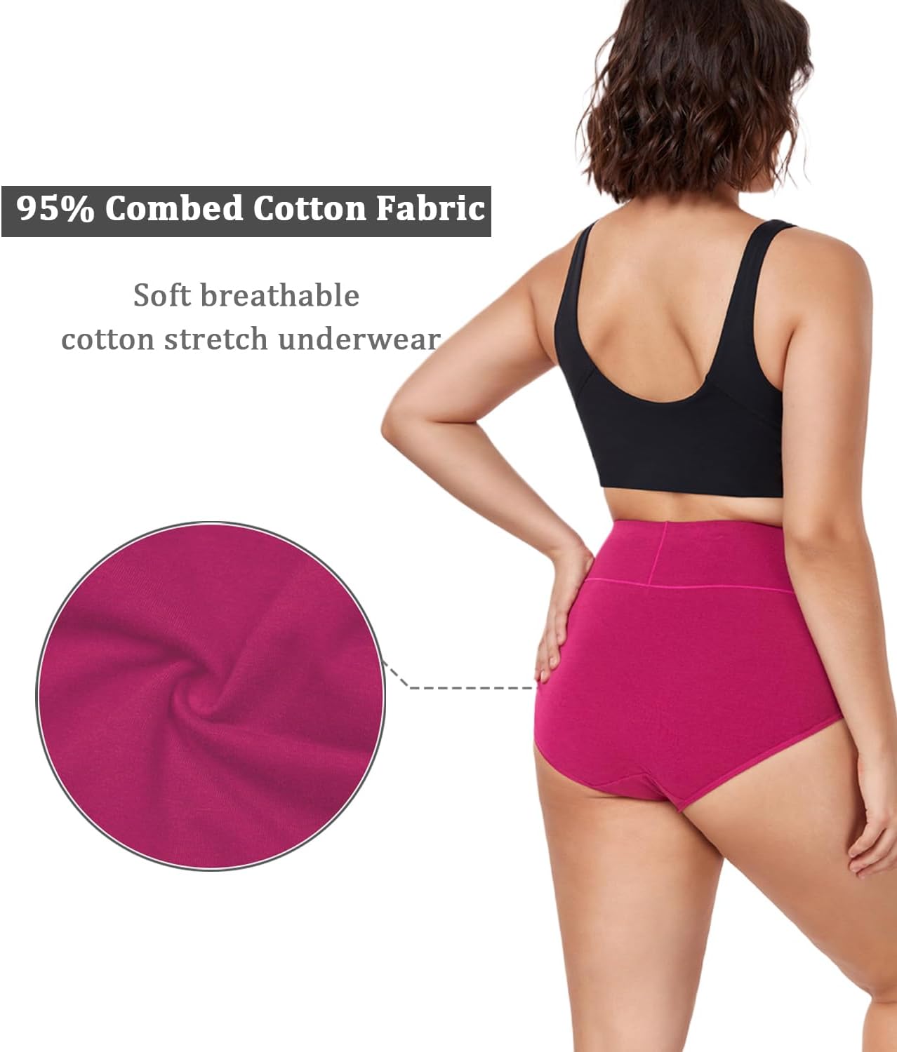 Damen Baumwolle Unterwäsche Hohe Taille Damen Höschen Vollständige Abdeckung Slips 4er Pack - Bild 34 von 58