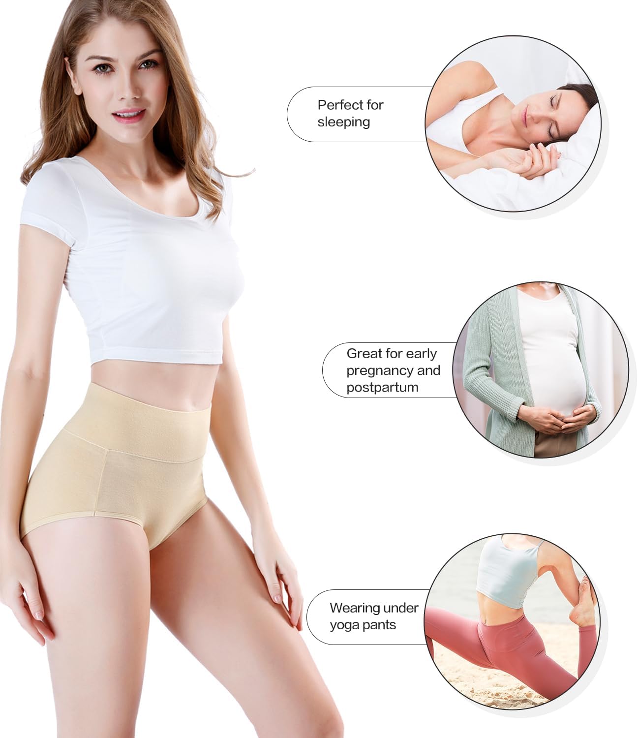 Damen Baumwolle Unterwäsche Hohe Taille Damen Höschen Vollständige Abdeckung Slips 4er Pack - Bild 35 von 58