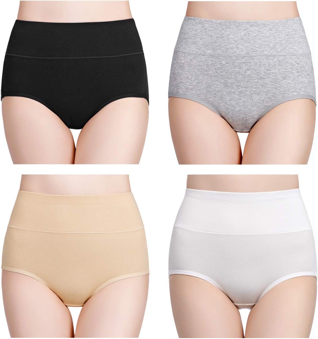 Damen Baumwolle Unterwäsche Hohe Taille Damen Höschen Vollständige Abdeckung Slips 4er Pack - Bild 36 von 58