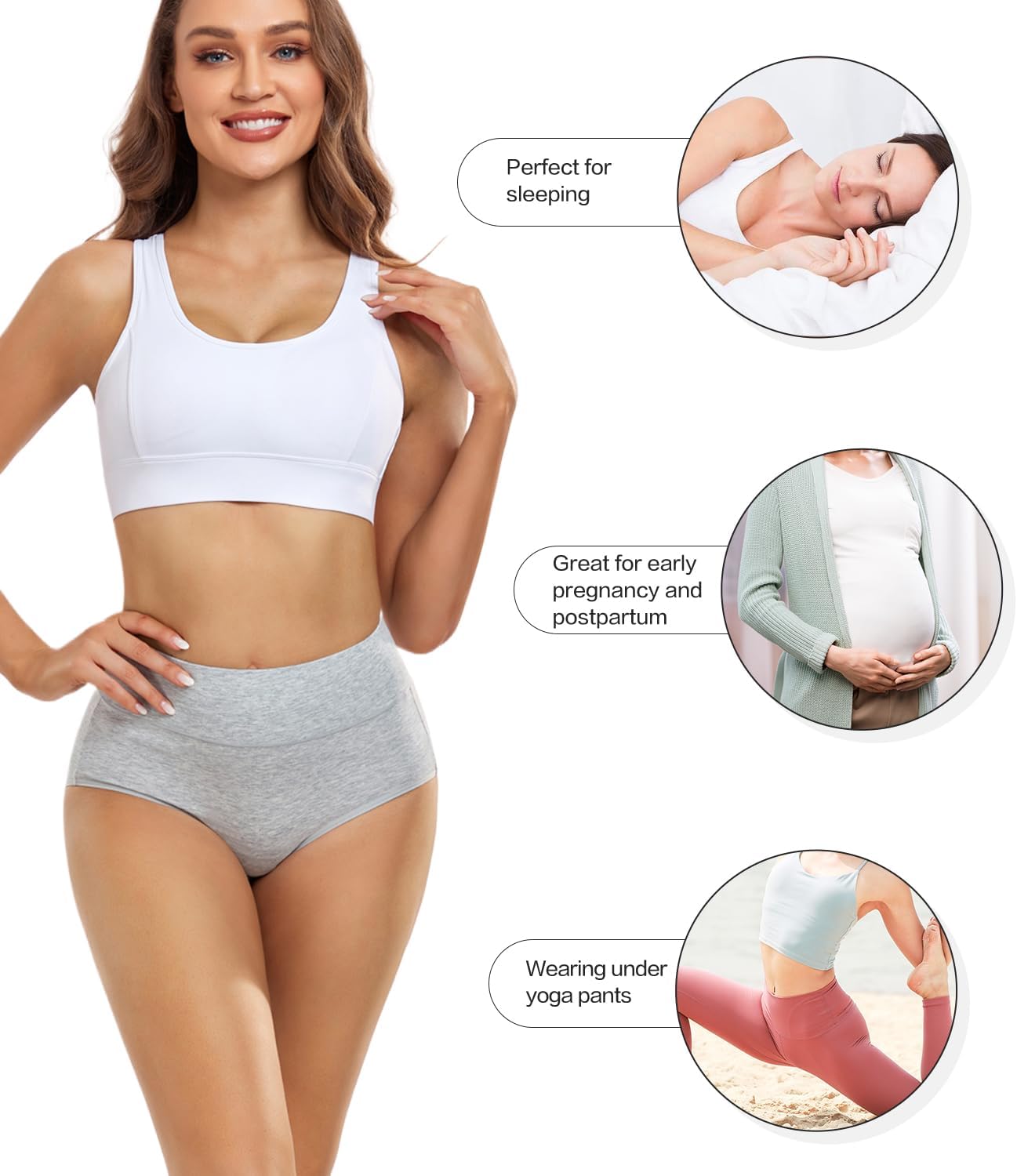 Damen Baumwolle Unterwäsche Hohe Taille Damen Höschen Vollständige Abdeckung Slips 4er Pack - Bild 37 von 58
