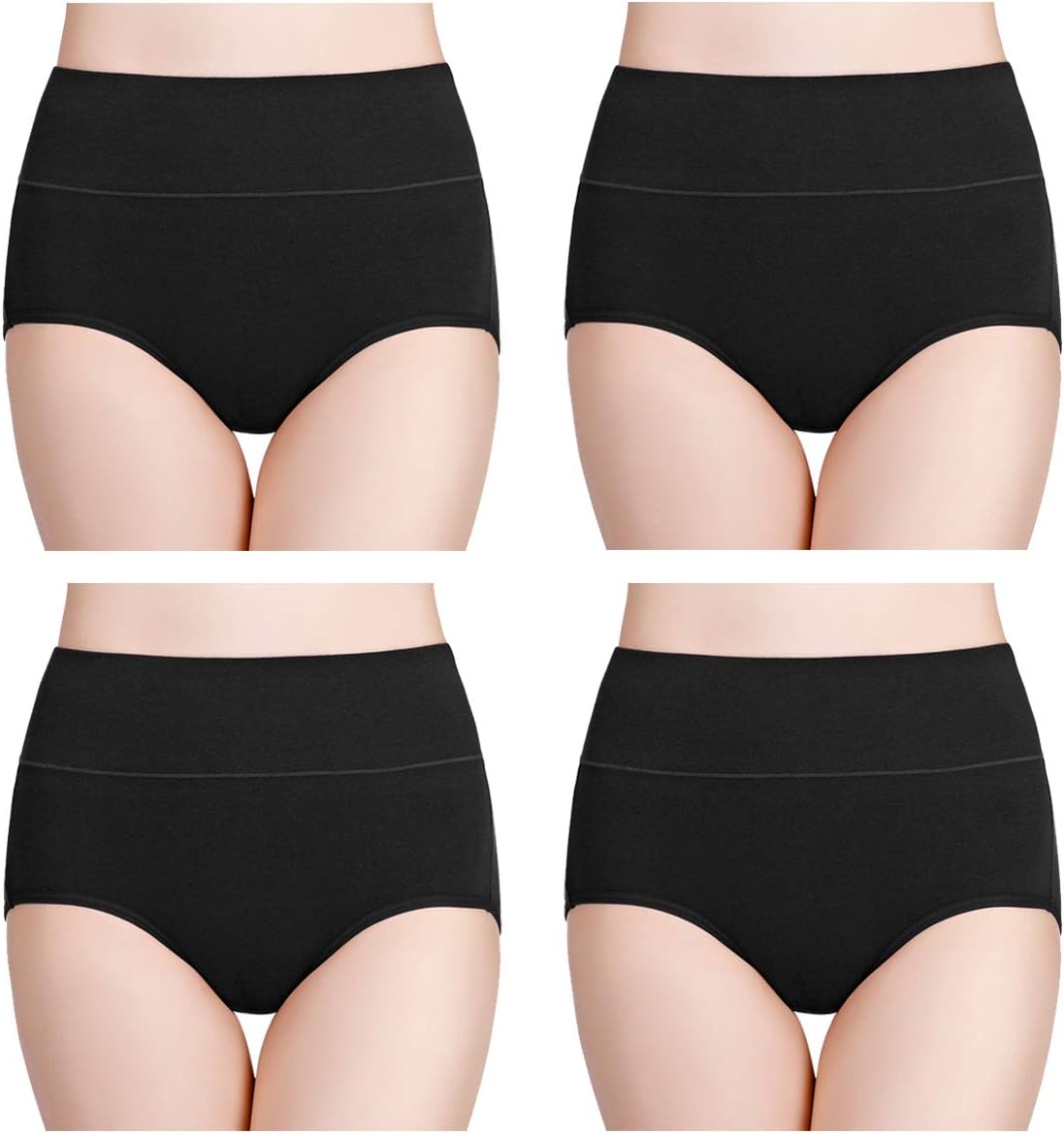 Damen Baumwolle Unterwäsche Hohe Taille Damen Höschen Vollständige Abdeckung Slips 4er Pack - Bild 38 von 58