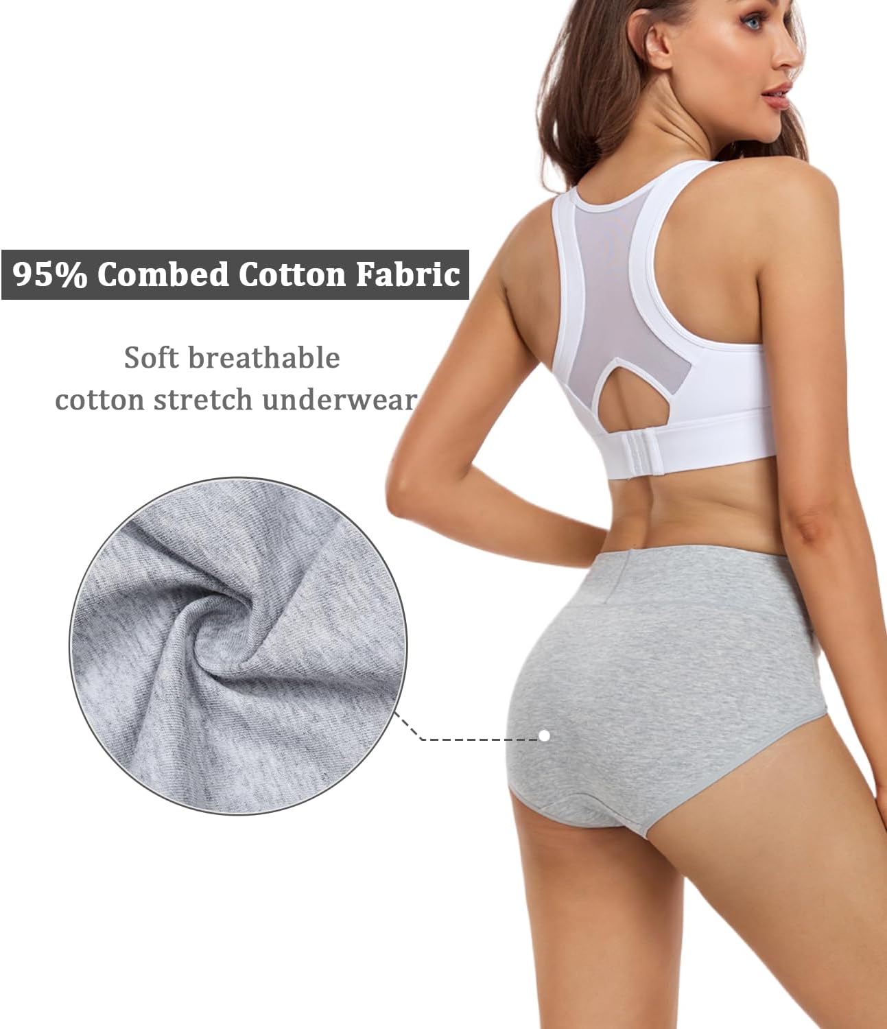 Damen Baumwolle Unterwäsche Hohe Taille Damen Höschen Vollständige Abdeckung Slips 4er Pack - Bild 45 von 58