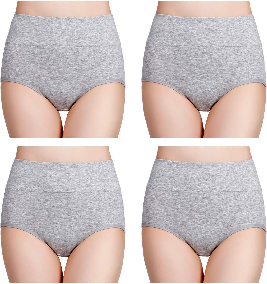 Damen Baumwolle Unterwäsche Hohe Taille Damen Höschen Vollständige Abdeckung Slips 4er Pack - Bild 47 von 58