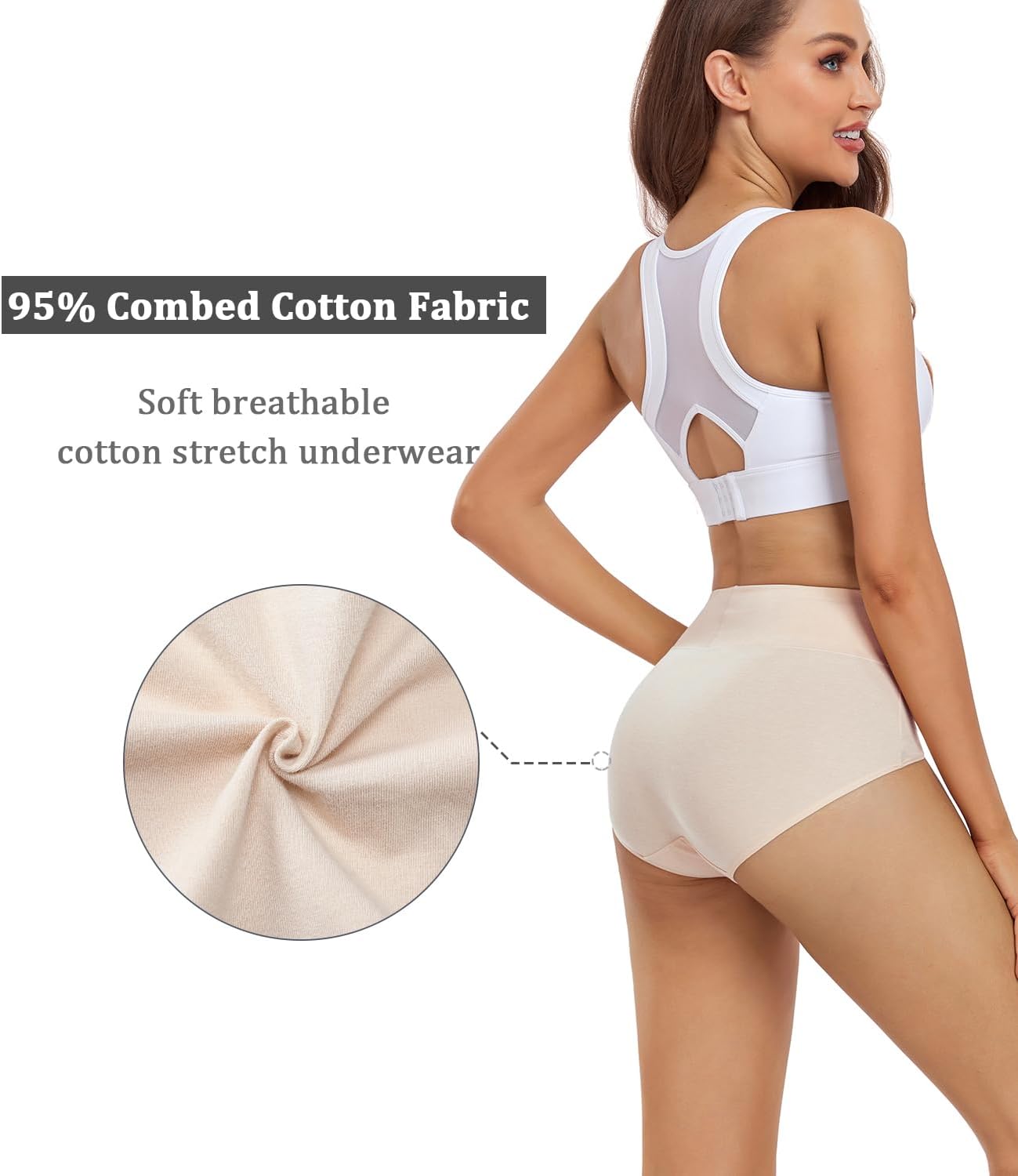 Damen Baumwolle Unterwäsche Hohe Taille Damen Höschen Vollständige Abdeckung Slips 4er Pack - Bild 50 von 58
